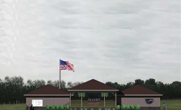 Graphic of MGA's new athletic facilities connected by a pavilion at its Georgia Premier cross-country course on the Macon Campus.